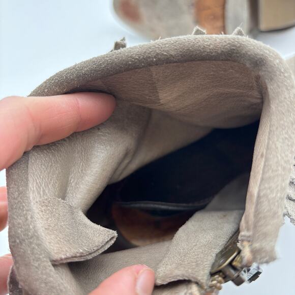 Allsaints Bonnie Fringe Harness Suede Ankle Booties Boots Women's 37 - Picture 8 of 10